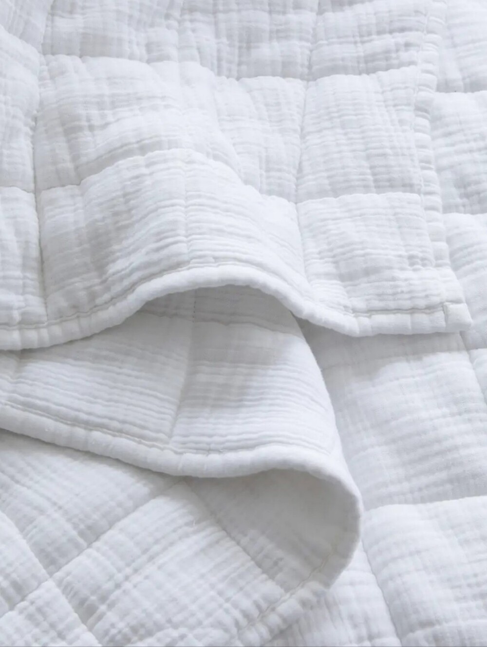 Quince Organic Cotton Gauze Box Quilt - Full/Queen - White
